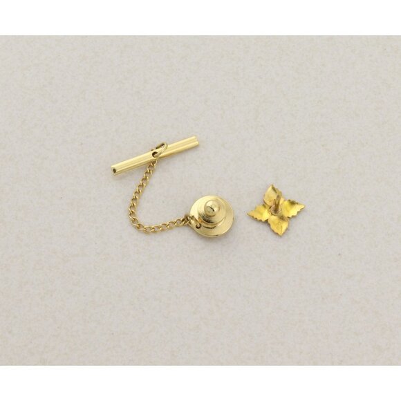 Mens 10k Yellow Gold Rose Gold Leaf Tie Tack Pin Lapel Pin Black Hills Gold 3/8" - Picture 5 of 7